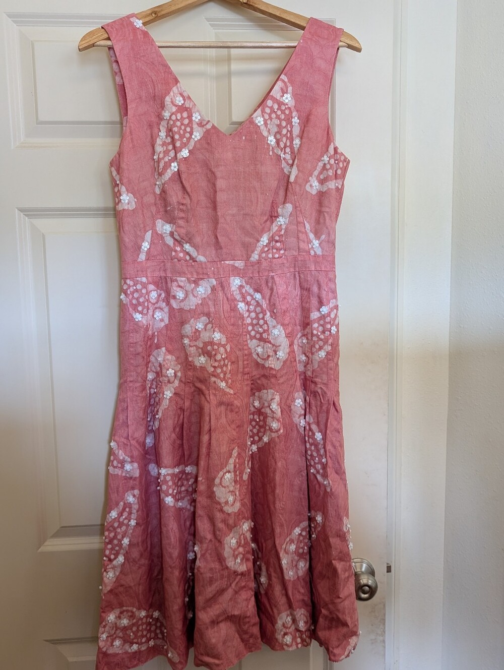 Tory Burch Dusty Rose V-Neck Floral Midi Dress